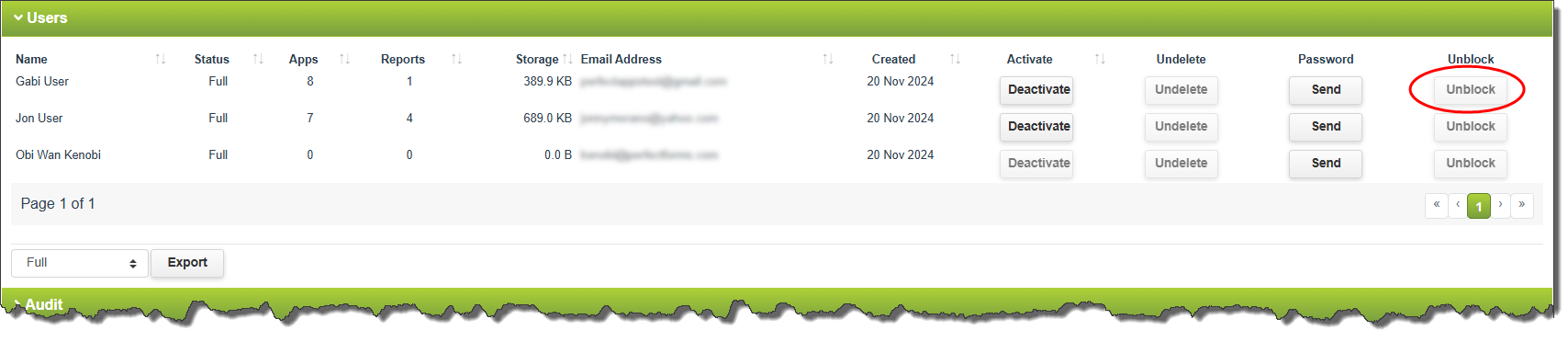 Unblocking a Locked-Out User through the Admin Console