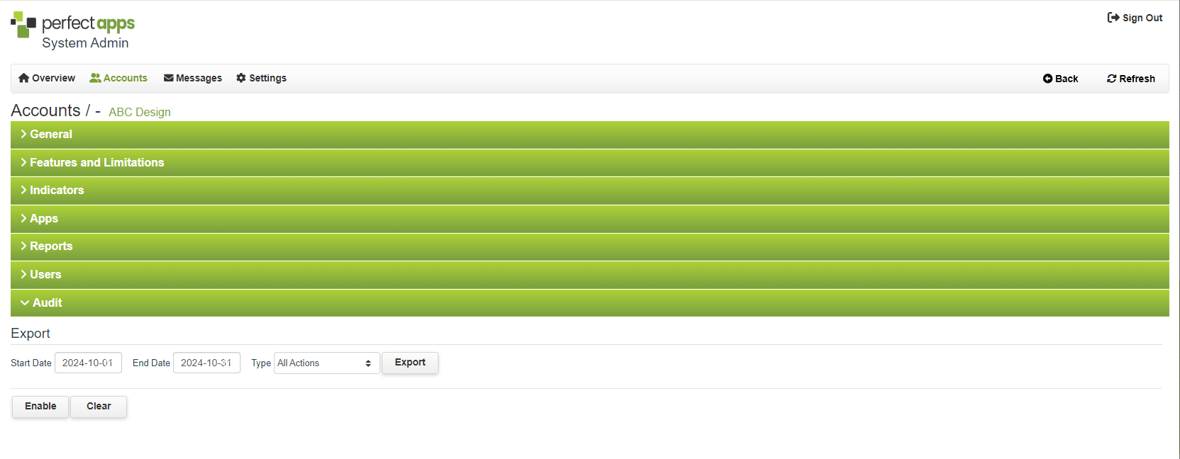 Viewing and Setting Up Account Logs - Audit Section