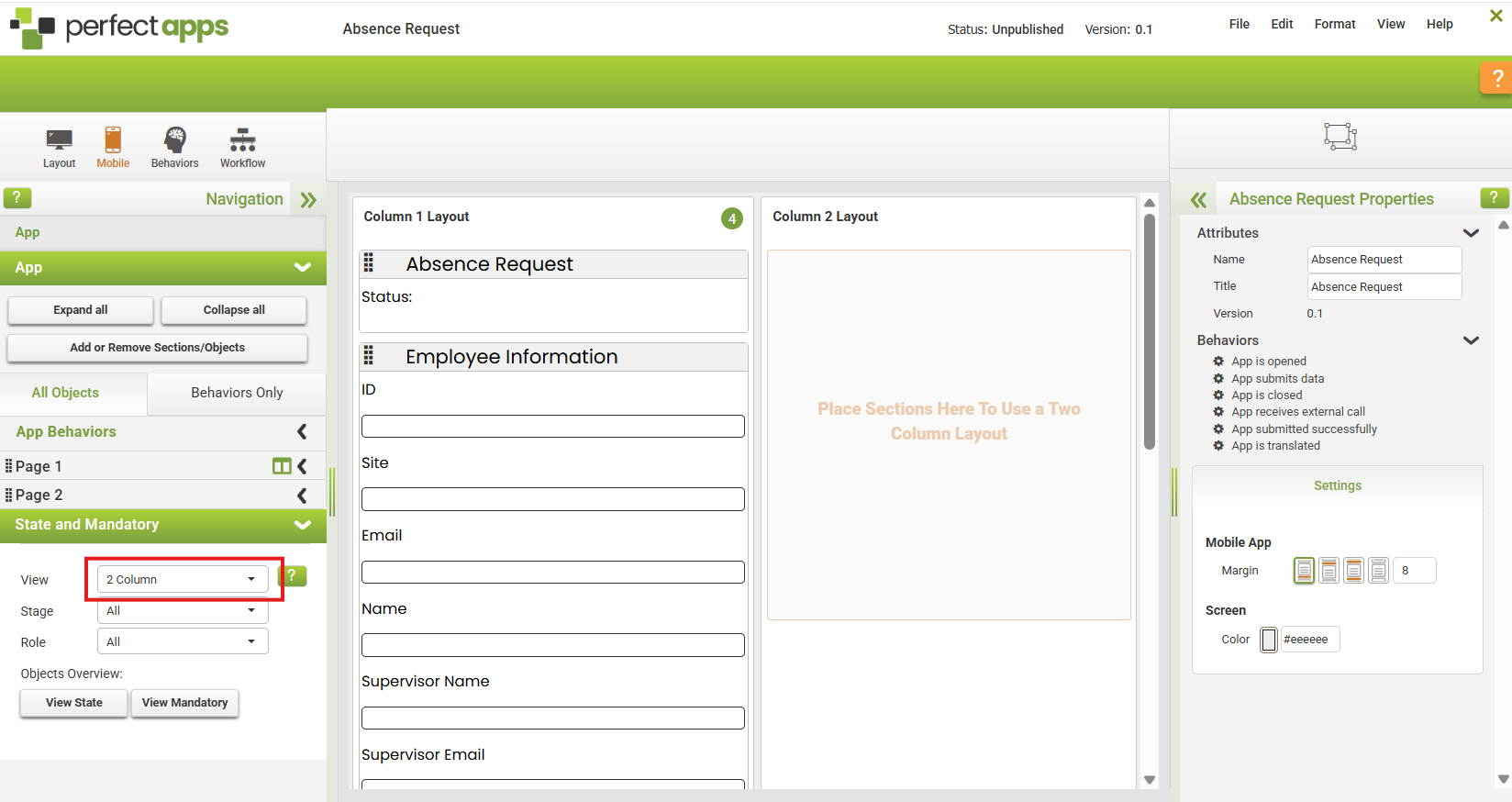 Mobile - Two Column Layout