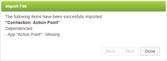 Import Dialog (Success Message)