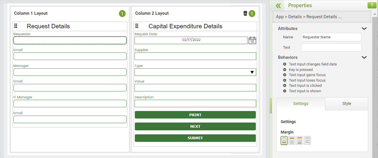 Mobile App Layout - Object Properties