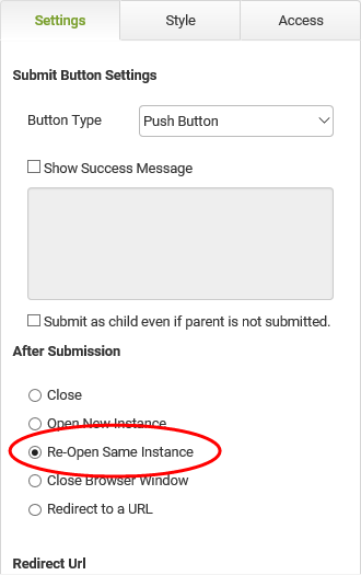 Using a Submit Button Object as a Save Button - Re-open Option