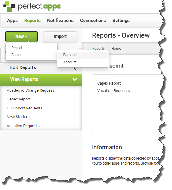 Organizing Reports - New Folder Option