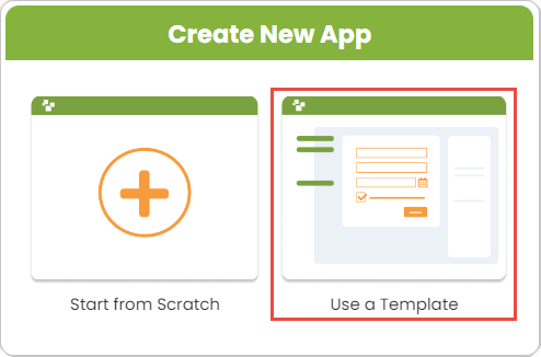 Create a New App - Use a Template