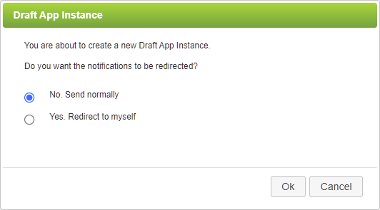 New Draft App Instance Dialog