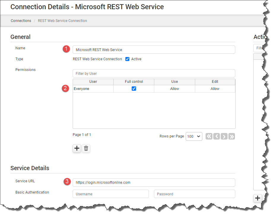 Microsoft REST Web service connection